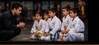 An instructor coaching a group of students