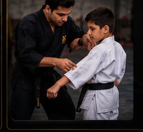 An instructor correcting a student's technique