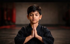 A student composing themselves before training