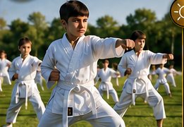 Students training outdoors at summer camp